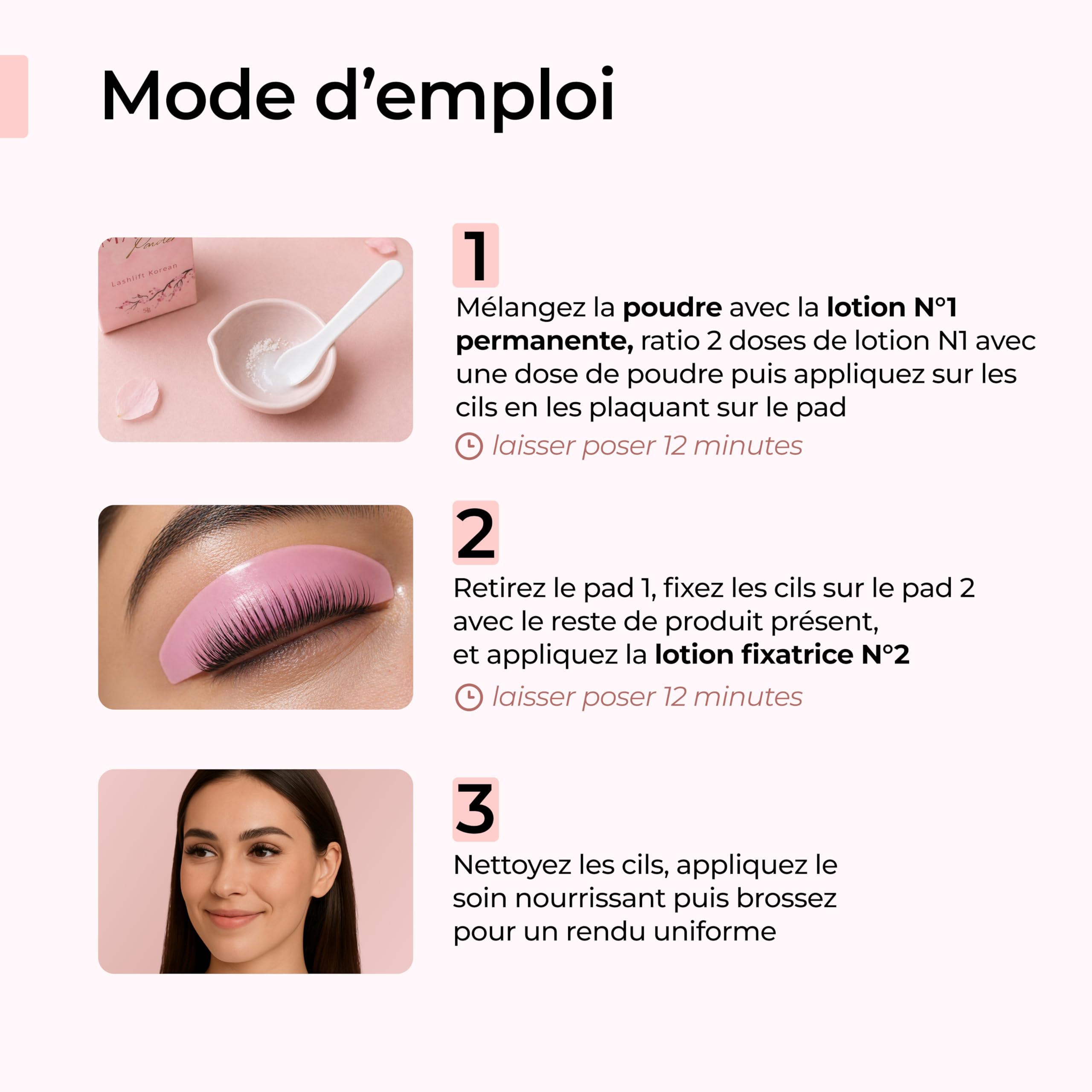 Une Pause Poudrée Kit Rehaussement de Cils Lash Lift Coréen Professionnel | Technique Sans Colle | Résultat Lifté Naturel Brillant & Durable | Formule Nourrissante | 10 à 15 Poses