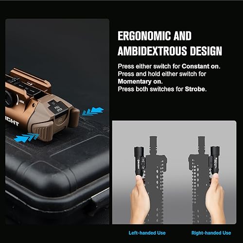 Miniatura 8 de OLIGHT PL Turbo Weaponlight, 800 lúmenes, 1,689.6 ft de largo alcance, linterna táctica de largo alcance, 66,300 luz montada en riel de alta candela