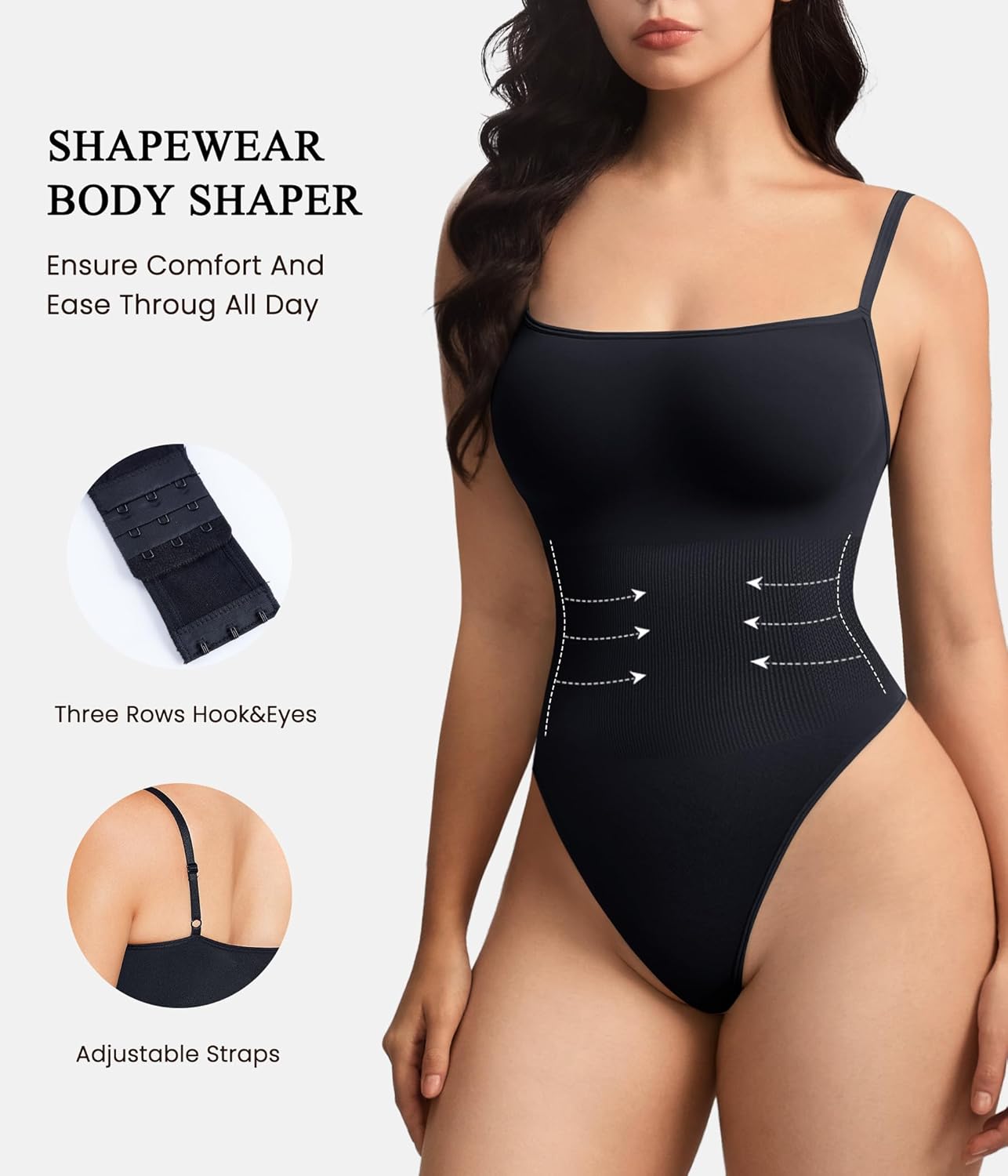 KUMAYES Women's Shapewear Body Shaper for Tummy Control Seamless Waist Trainer Thong Body Suits Tank Top - Image 3