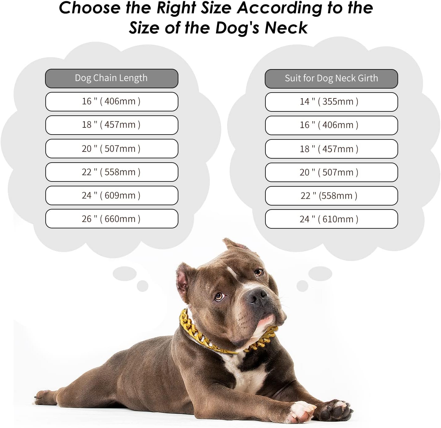Gold Dog Chain Collars 18K Metal Chain Dog Collar, Puppy Girl Boy Cuban Link Dog Collar with Design Secure Buckle for Small Medium Large Dogs (26" (Neck 24" - 25.5"), Gold)
