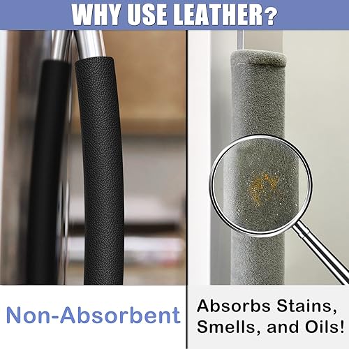 Miniatura 5 de Fundas para manijas de refrigerador, 5 piezas, fundas de cuero para manijas de electrodomésticos de cocina, mantienen tu refrigerador, microondas,