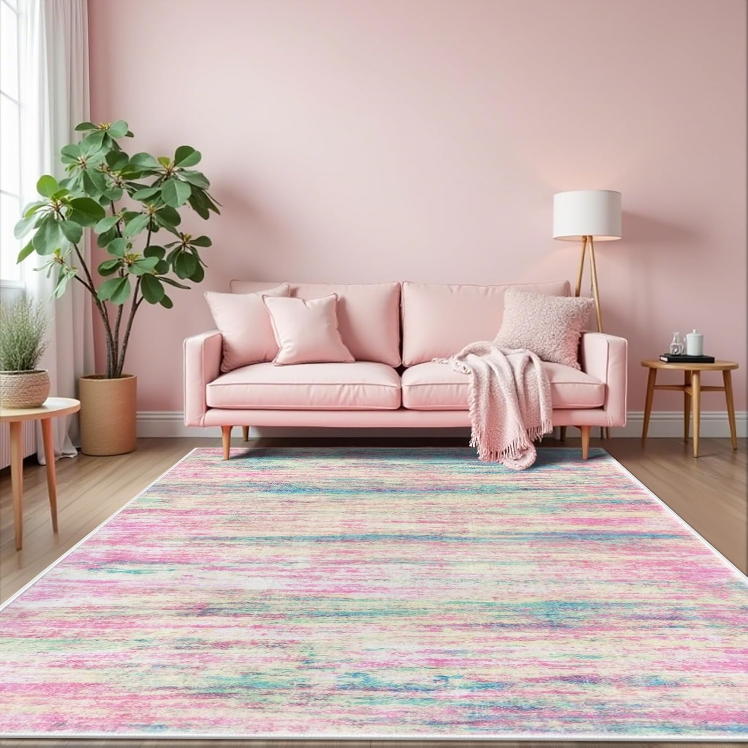 Tapis abstrait coloré moderne 140 x 160 cm rectangulaire salon