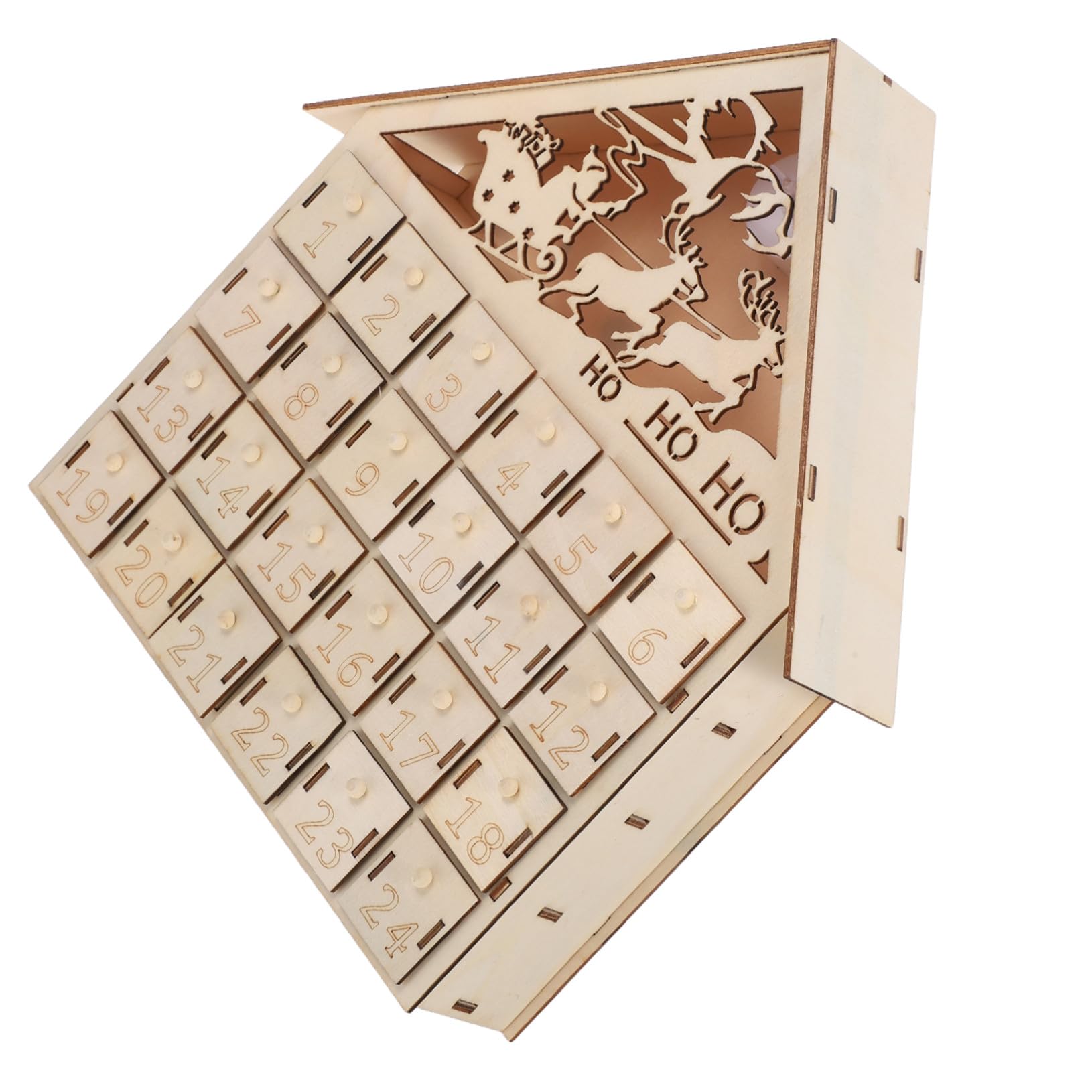 Homoyoyo Calendario de Adviento de Navidad con Reutilizables Calendario de Regresiva de Madera Iluminado con LED Decoración Rústica para Mesa con Diseño Recargable para Sorpresas Diarias