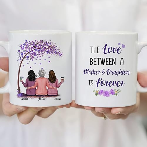 Miniatura 7 de Gossby Taza de café personalizada  El amor entre madre e hija es para siempre  Taza personalizada de 11 onzas y 15 onzas, regalo para cumpleaños,