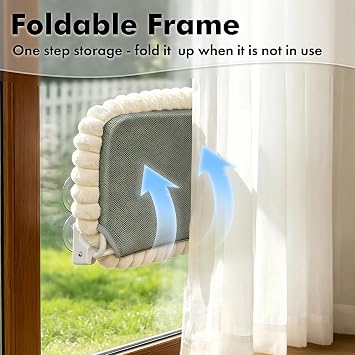 AMOSIJOY Foldable Cat Window Perch with Cloud-Soft Cushion Bed, XL White