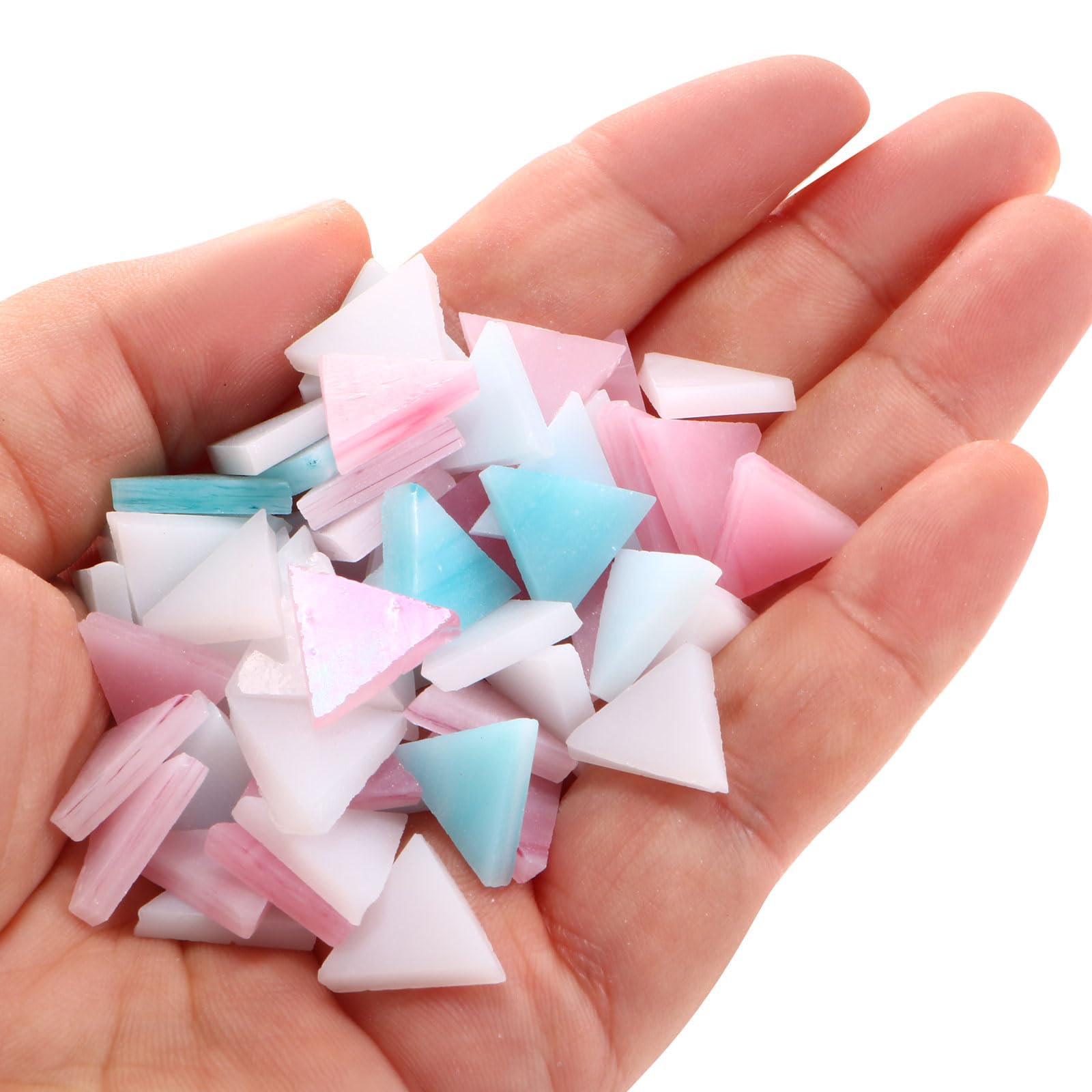 Amazon.co.jp: uxcell 200g ステンドグラスモザイク 三角形 14mm 青 白