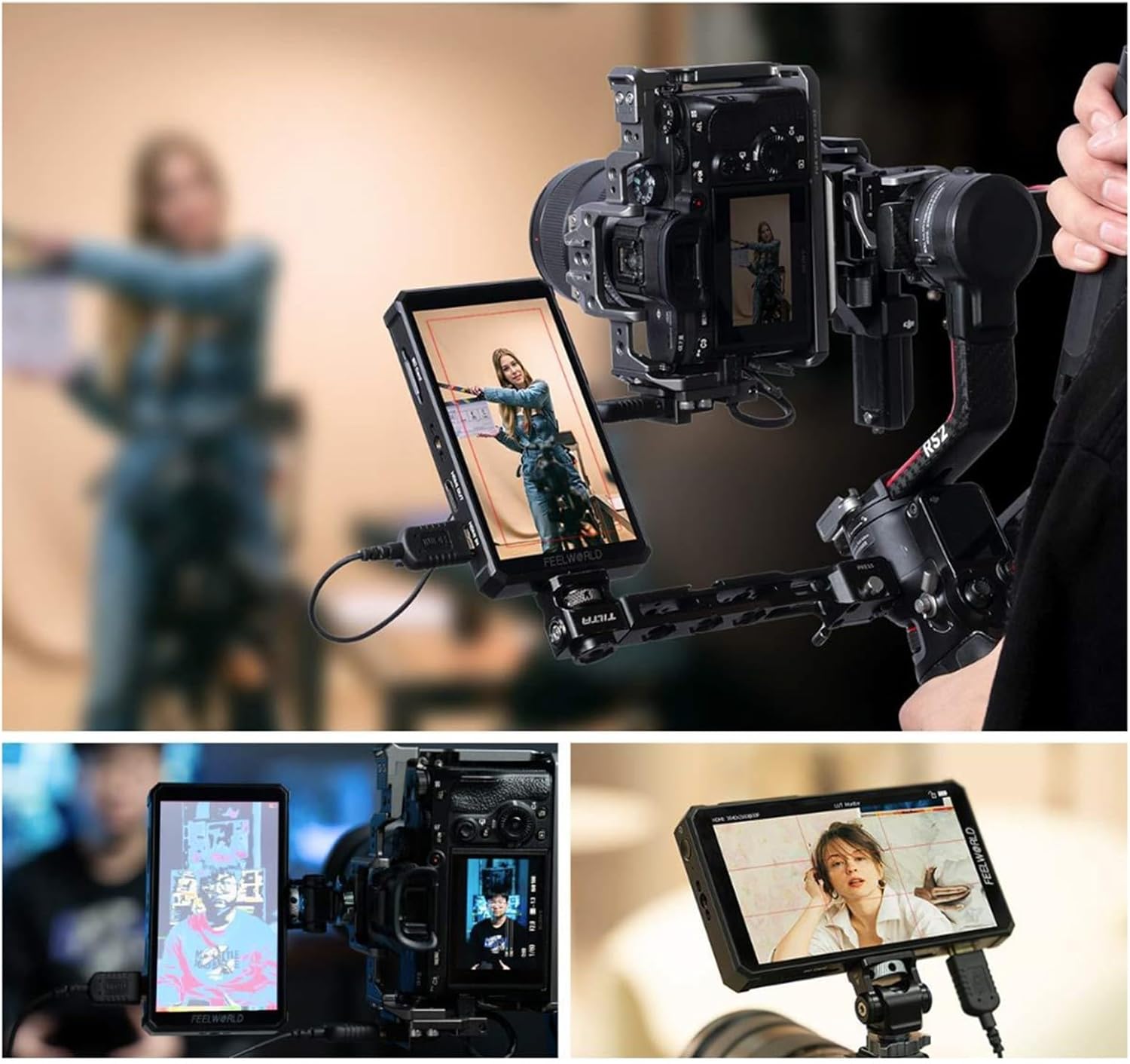 FEELWORLD PS6 5.5" OLED Touch Screen Camera Monitor, 4K HDMI Auto Vertical/Horizontal Perfect for TikTok Instagram Vertical Shoots