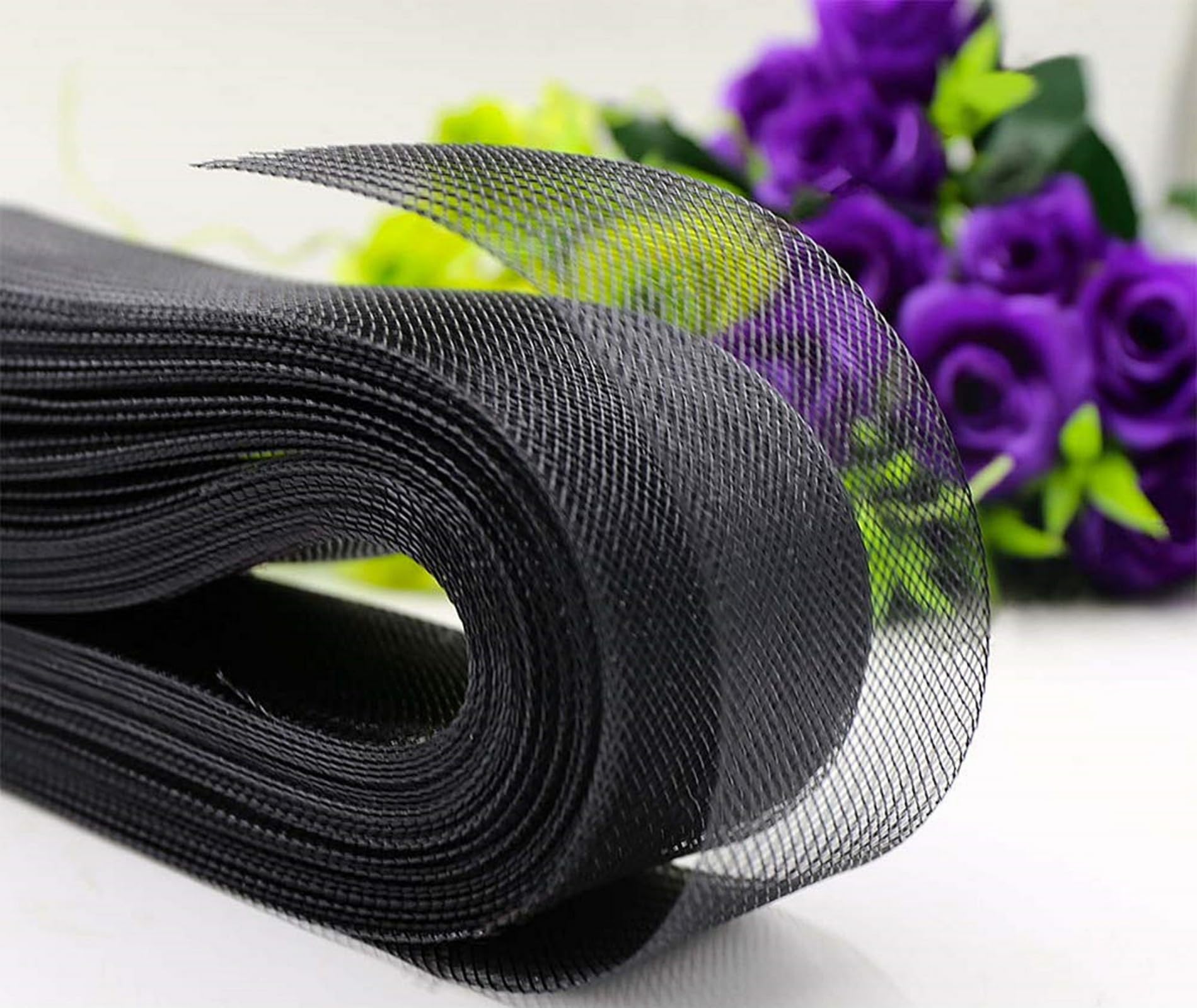 Abbaoww 50 Yards Stiff Black Horsehair Braid 1/2 Inch Wide for Sewing Wedding Dress Dance Gowns Accessories Shaping Trimming