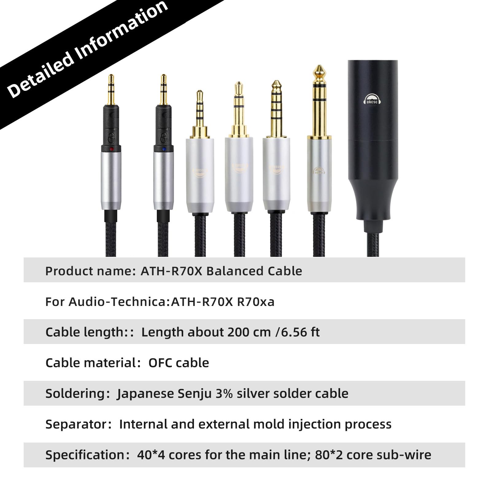 Amazon.com: okcsc 4 PIN XLR Replacement Cord for Audio-Technica