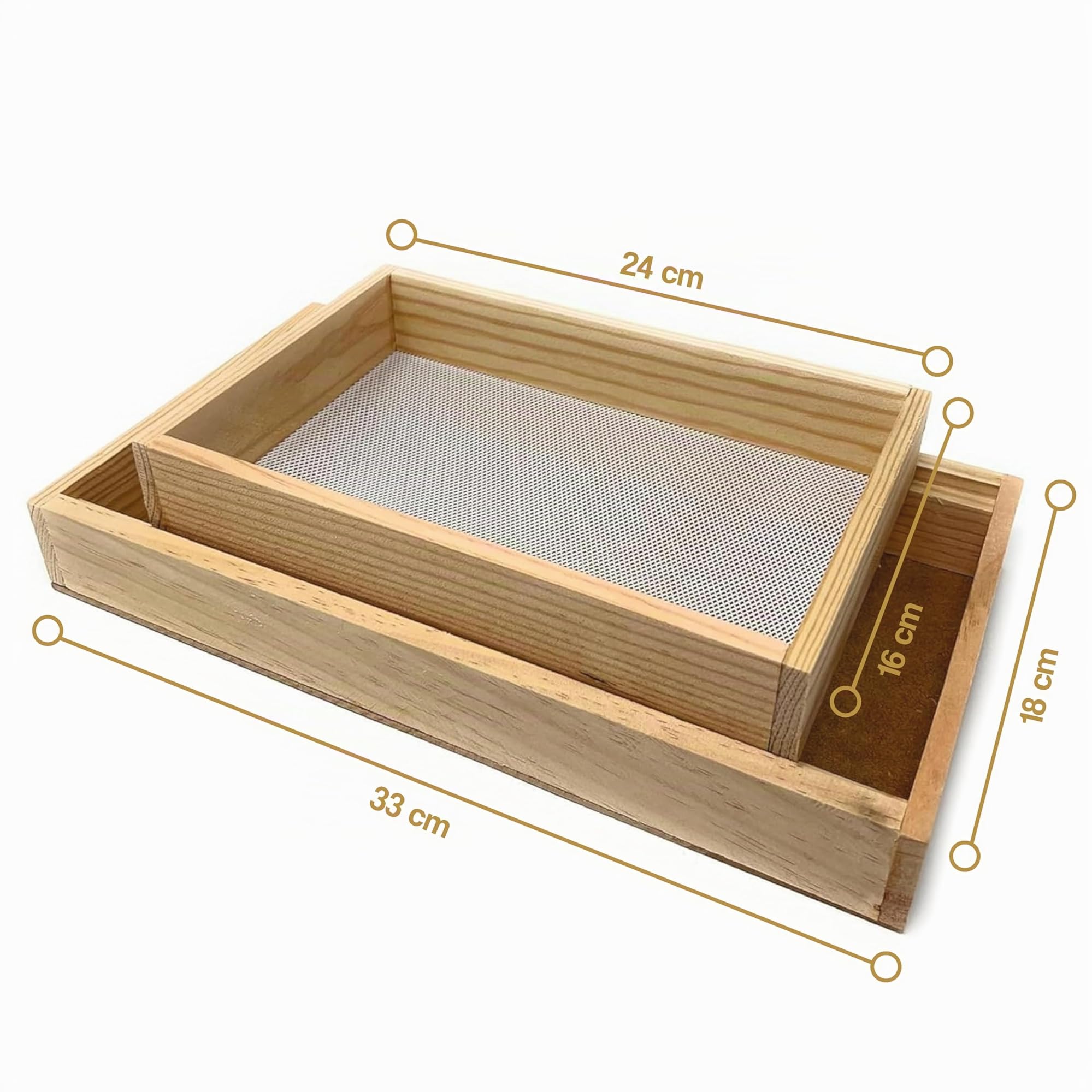 Setaccio con cassetto in Legno - Setaccio per Farina - Setaccio a Maglia Fine - Adatto per Setacciare Farina Cereali Zucchero Polenta