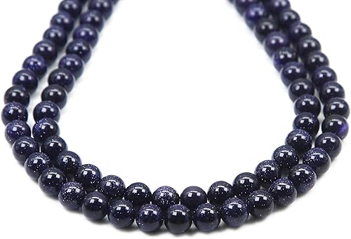 Miniatura 4 de Qiwan Cuentas sueltas redondas naturales para hacer joyas, pulsera, collar, material 1 hebra de 15 pulgadas (0.315 in, gema dorada arena azul