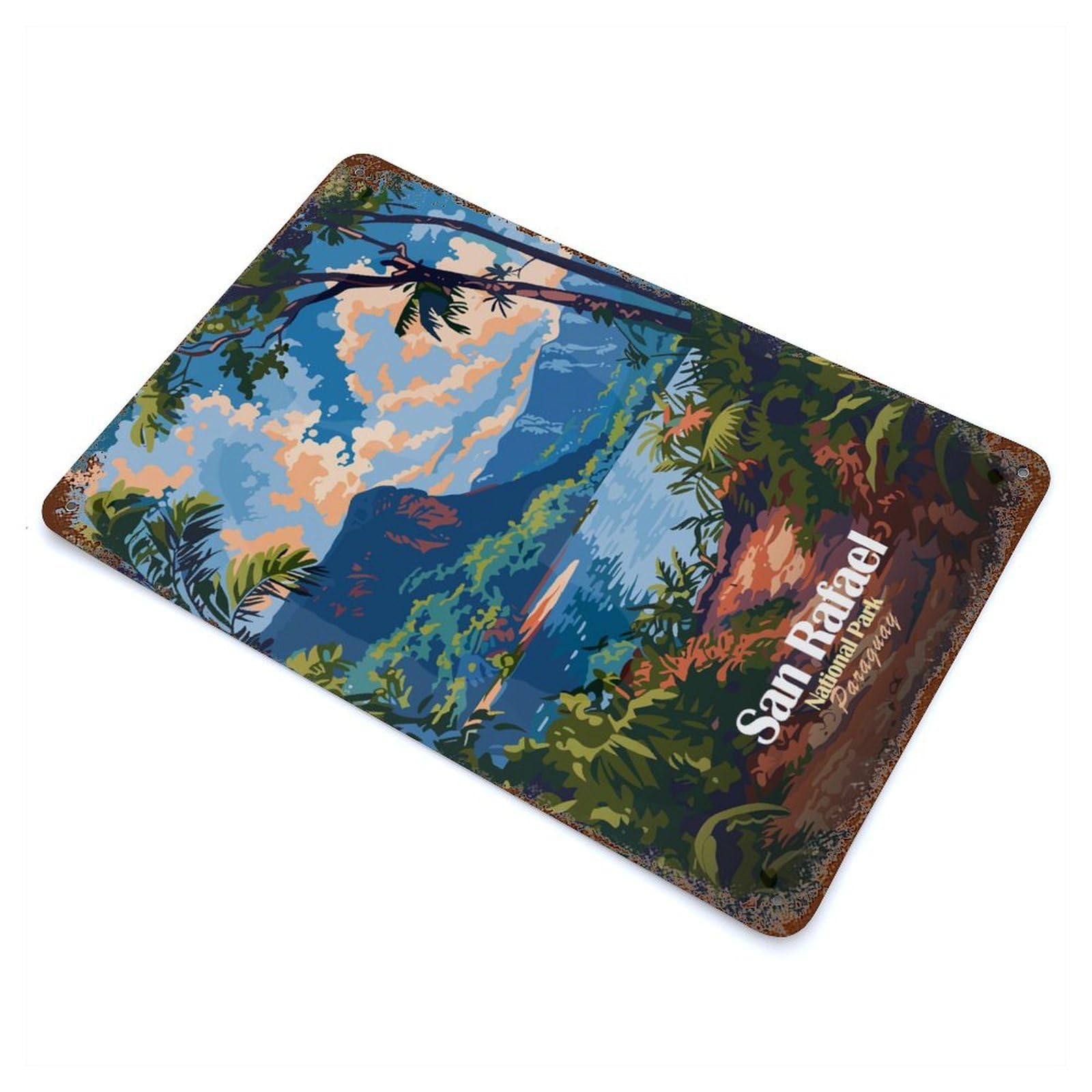 Rust Effect San Rafael National Park Paraguay Weathered Tin Sign 11.8"x7.9", Shabby Chic Decor for Cafe, Home Bar And Lounge Decor