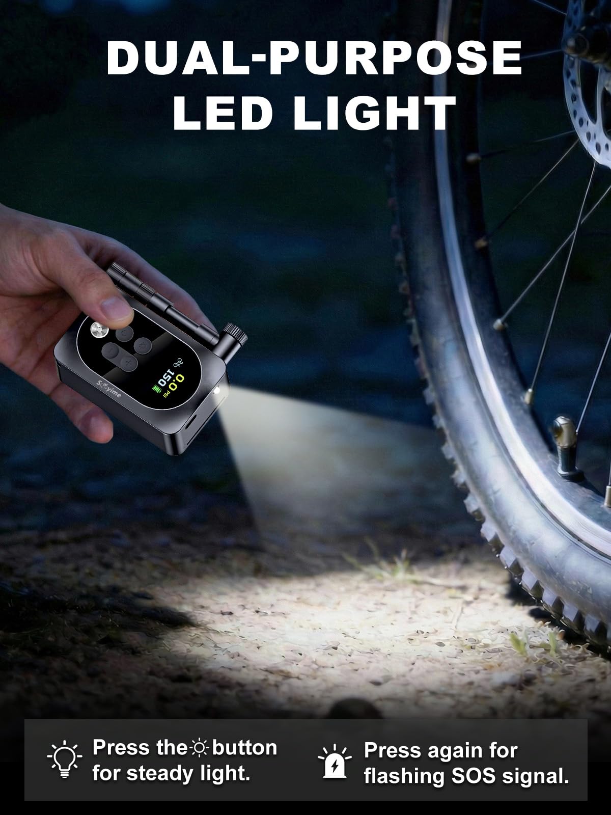 Mini pompe à vélo électrique portable 150 PSI avec jauge précise, arrêt automatique, gonflage rapide pour valves Presta et Schrader – Convient pour vélos, motos, ballons de sport