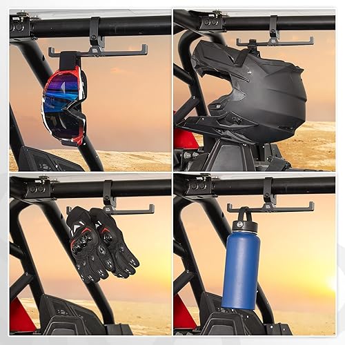 Miniatura 5 de KEMIMOTO Gancho de jaula enrollable para casco de auriculares, gancho UTV de aluminio resistente compatible con Can Am X3, Polaris RZR, Teryx, Rhino