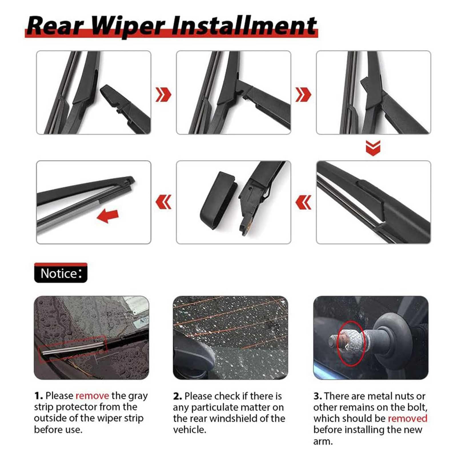 Kit Braccio Tergicristallo Posteriore per Volkswagen Fox 2005, Installazione Facile Gomma Durevole