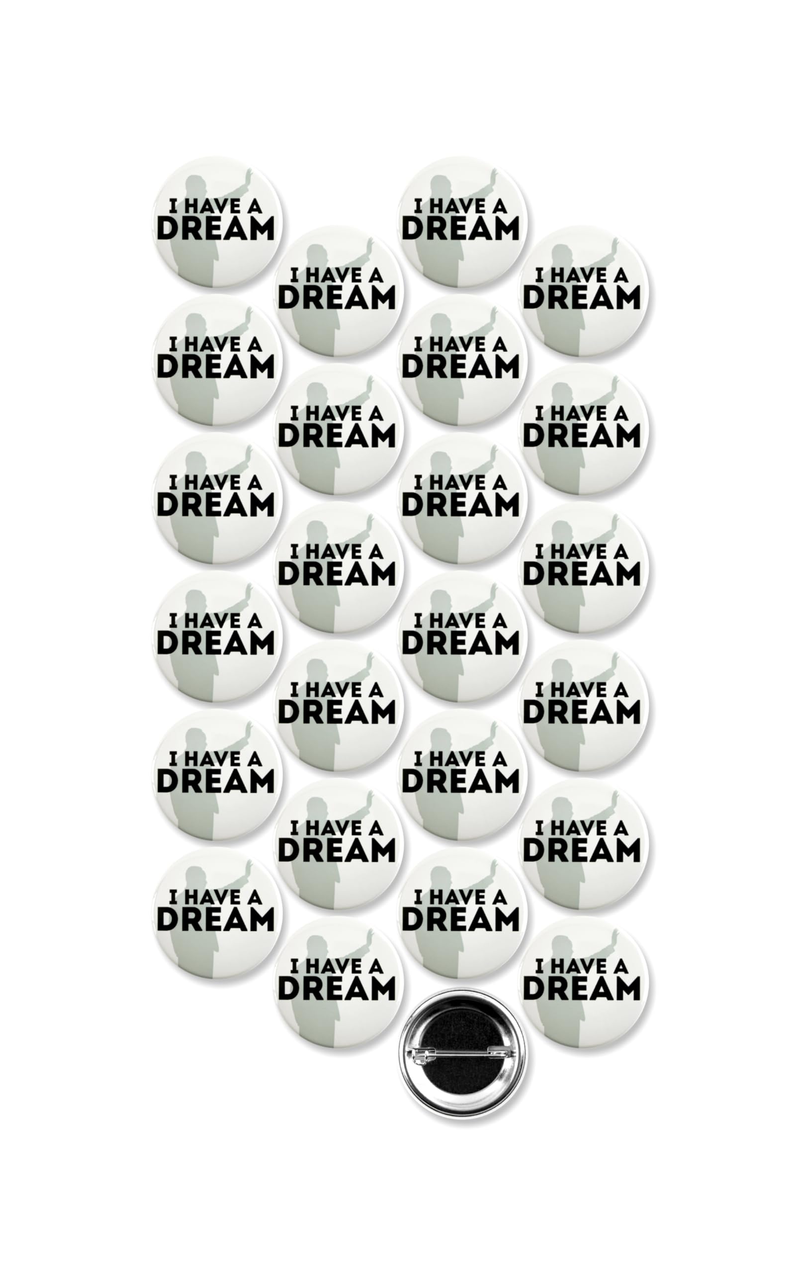 25 Pack - I Have A Dream Dr. Martin Luther King Jr Pinback Buttons - 1.5 Inch