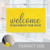 Vista 3 de AAZZKANG Tapete amarillo antideslizante y duradero para zapatos, grande, 36 x 24 pulgadas, ultra absorbente, fácil de limpiar, tapete para puerta