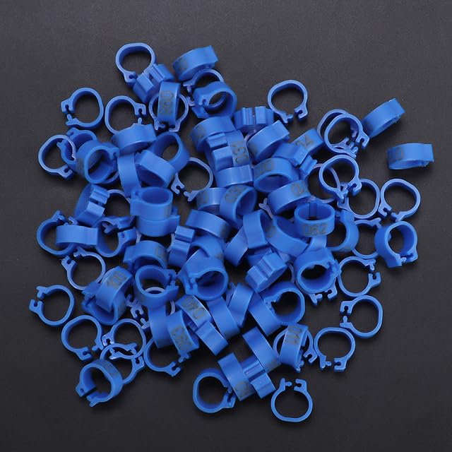 Foto 5 de 8 de Anillos de Identificación para Aves, 100 Piezas, Plástico, 8MM, Bandas Numeradas 001-100, Azul