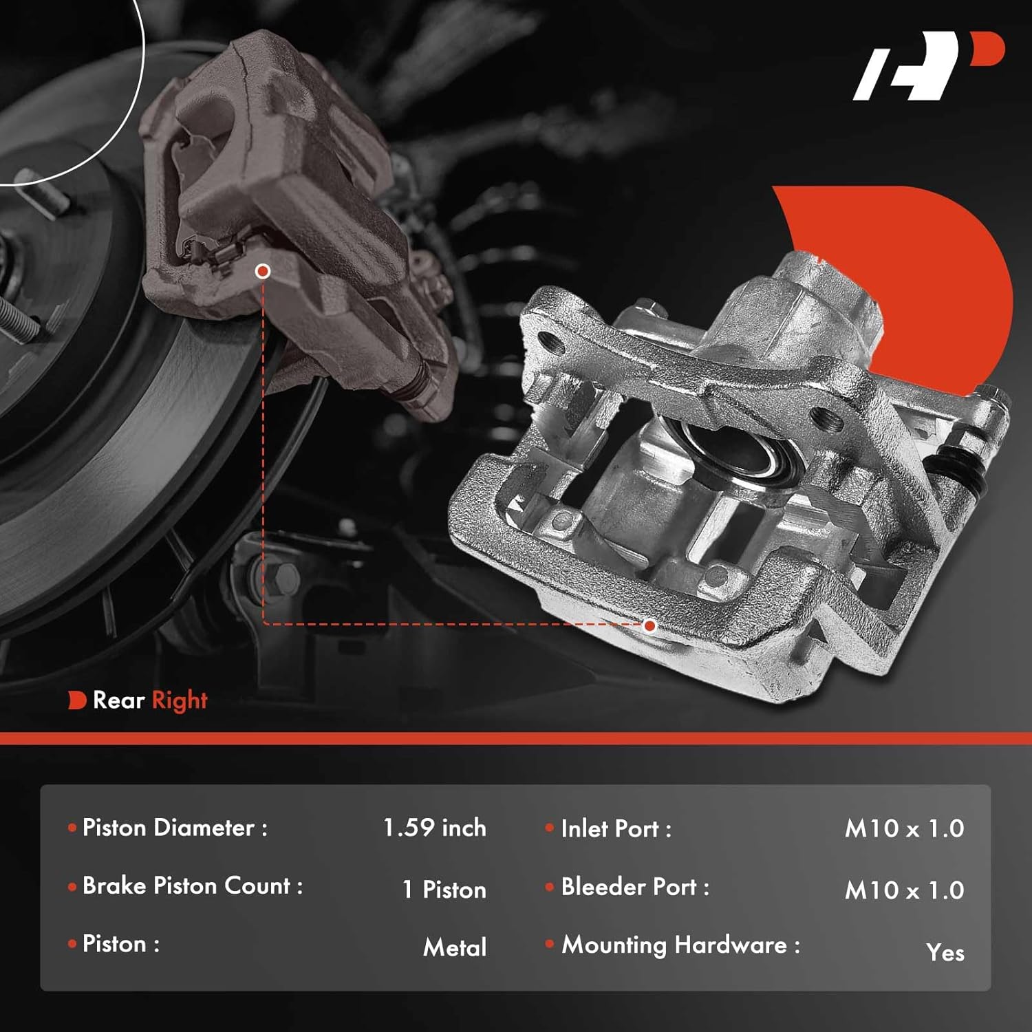 A-Premium Disc Brake Caliper Assembly with Bracket Compatible with Select Lexus and Toyota Models - RX350/RX450h 2010-2012, Sienna 2011-2012 - Rear Right Passenger Side
