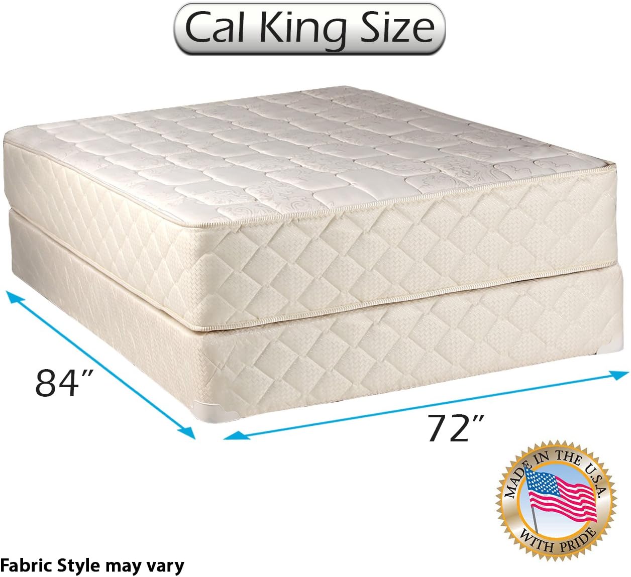 Dream Solutions USA Highlight Luxury Firm California King (72"x84"x14") Mattress & Box Spring Set - Fully Assembled - Spinal Back Support, Innerspring Coils, Longlasting Comfort