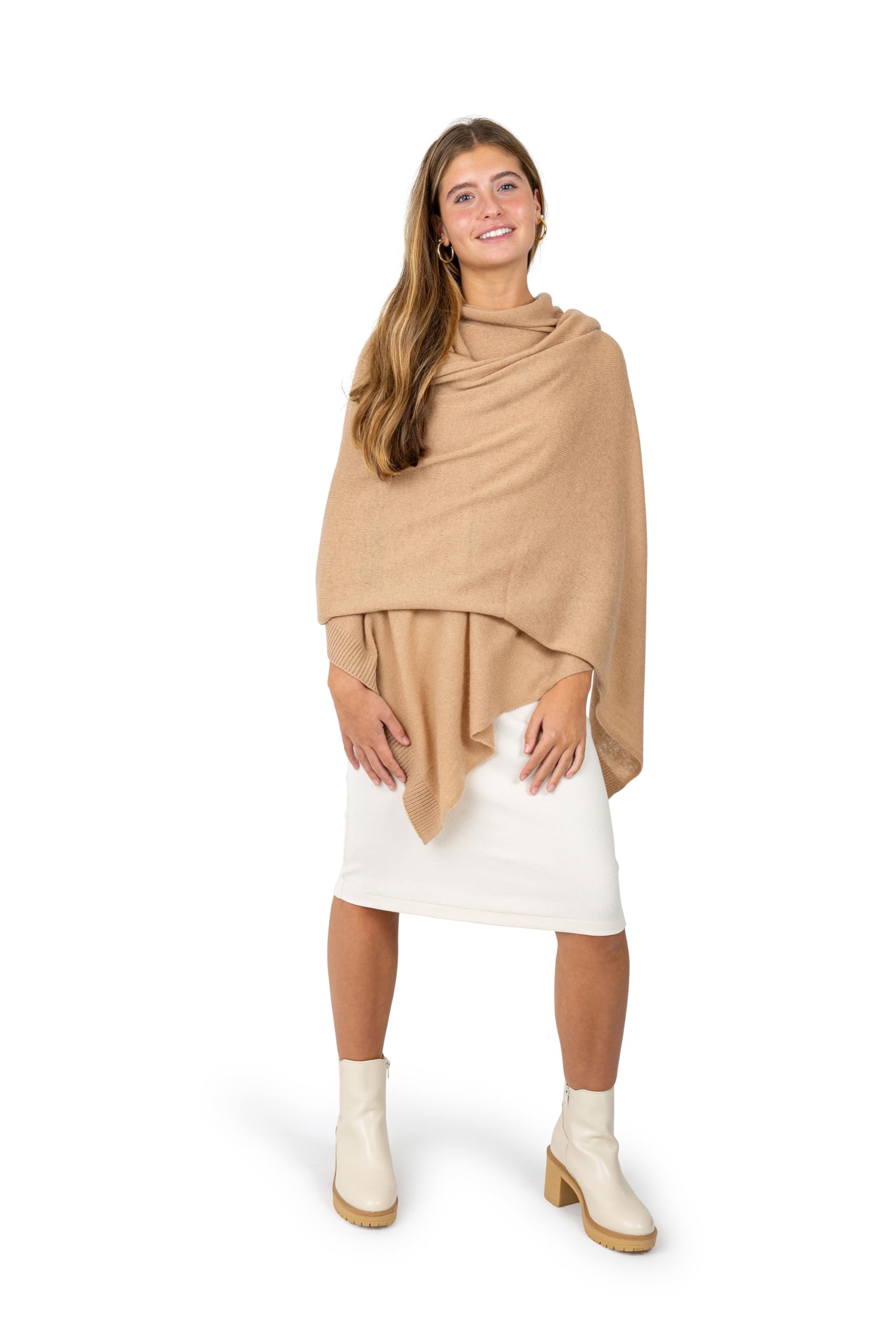 Velanio Cashmere Luxury Knitted Wrap Travel Shawl Scarf, Pashmina Stole, All-Season Scarf for Women Cashmere Wool Blend