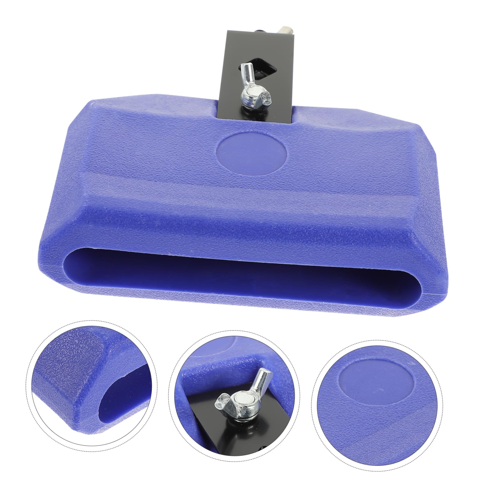 SECFOU Accesorio para Batería de Percusión Bloque Templo Azul, Plástico y Abrazadera Metálica, Sonido Nítido, Ligero y Portátil para Músicos, Compatible Soportes de Cencerro, Adecuado