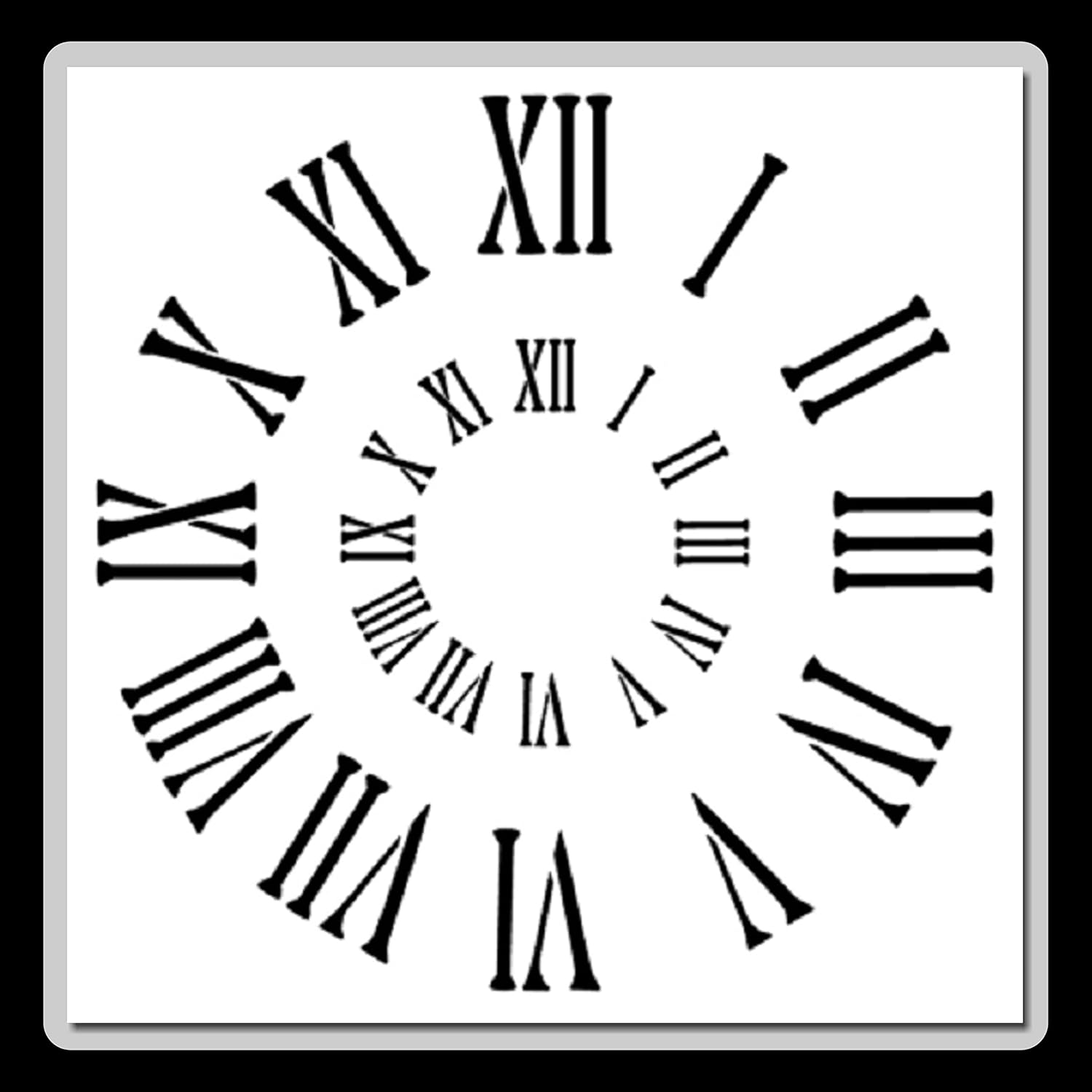 Roman Numerals Clock Faces Stencil (2 Sizes in 1)
