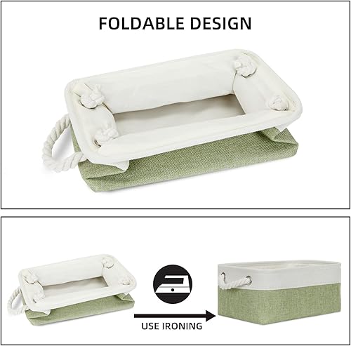 Vista 109 de Bidtakay Canastas pequeñas de almacenamiento de lona con asas [6 unidades] Contenedores de almacenamiento de tela azul marino de 11.8 x 7.8 x 5