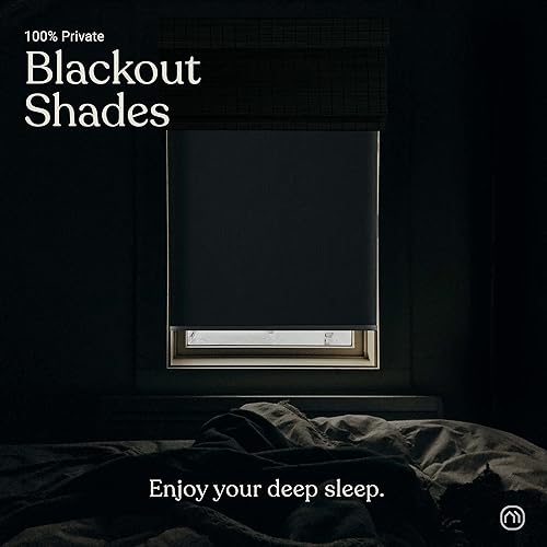 Miniatura 8 de MOOD Persiana enrollable opaca de bambú doble + persiana romana de bambú inalámbrica con una persiana opaca como forro  Doble blanco