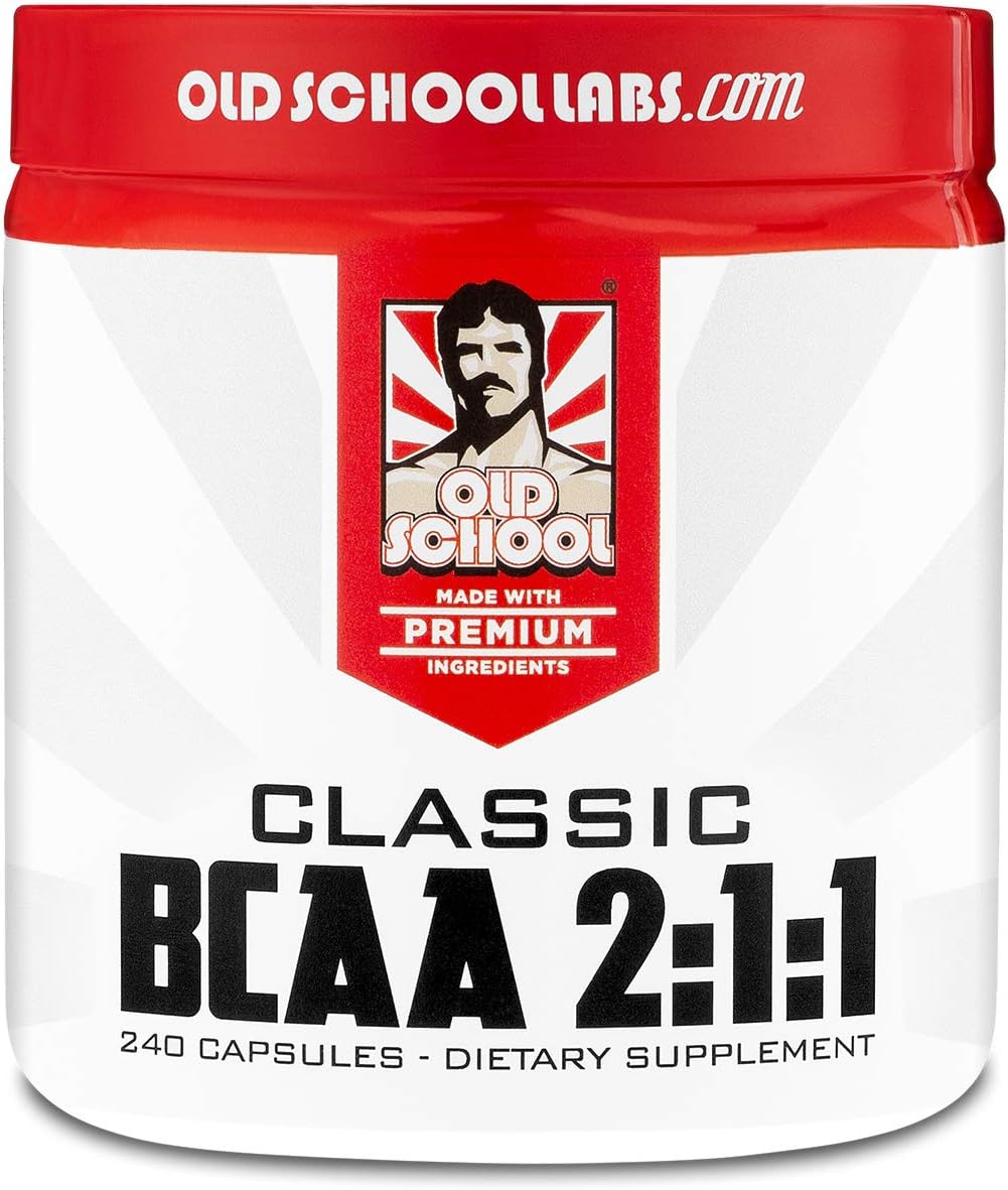 Old School Labs Classic BCAA 2:1:1 - Purity-Tested Branched-Chain Amino Acids for Lean Muscle and Recovery - Used by More Mr. Olympias and Physique Legends Than Any Other Brand - 240 Caps