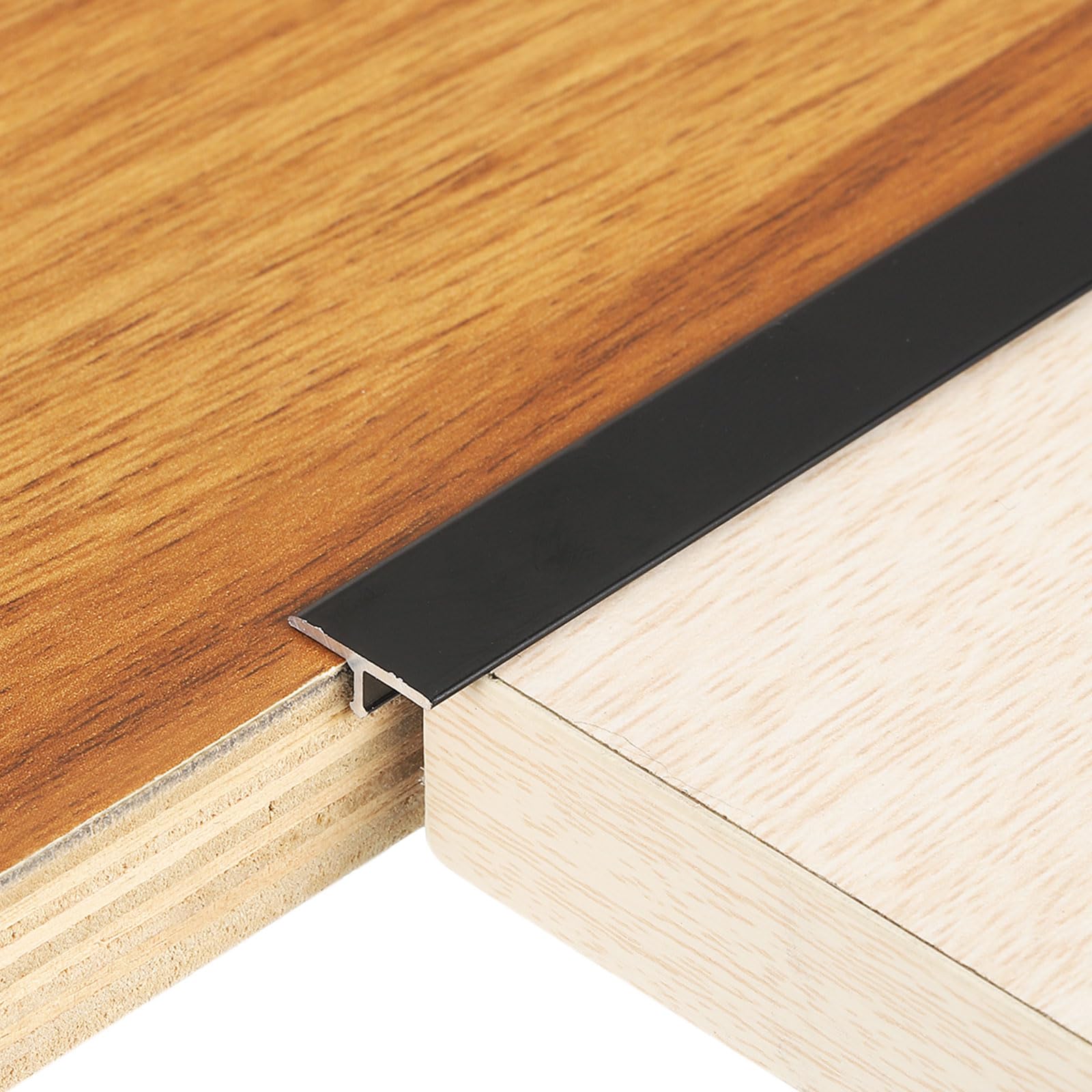 sourcing map 2.9ft x 0.47" t Molding Floor Transition Strips, Aluminium Alloy Vinyl Flooring Gap Trim for Joining Laminate Planks Tiles Floor Gaps, Black