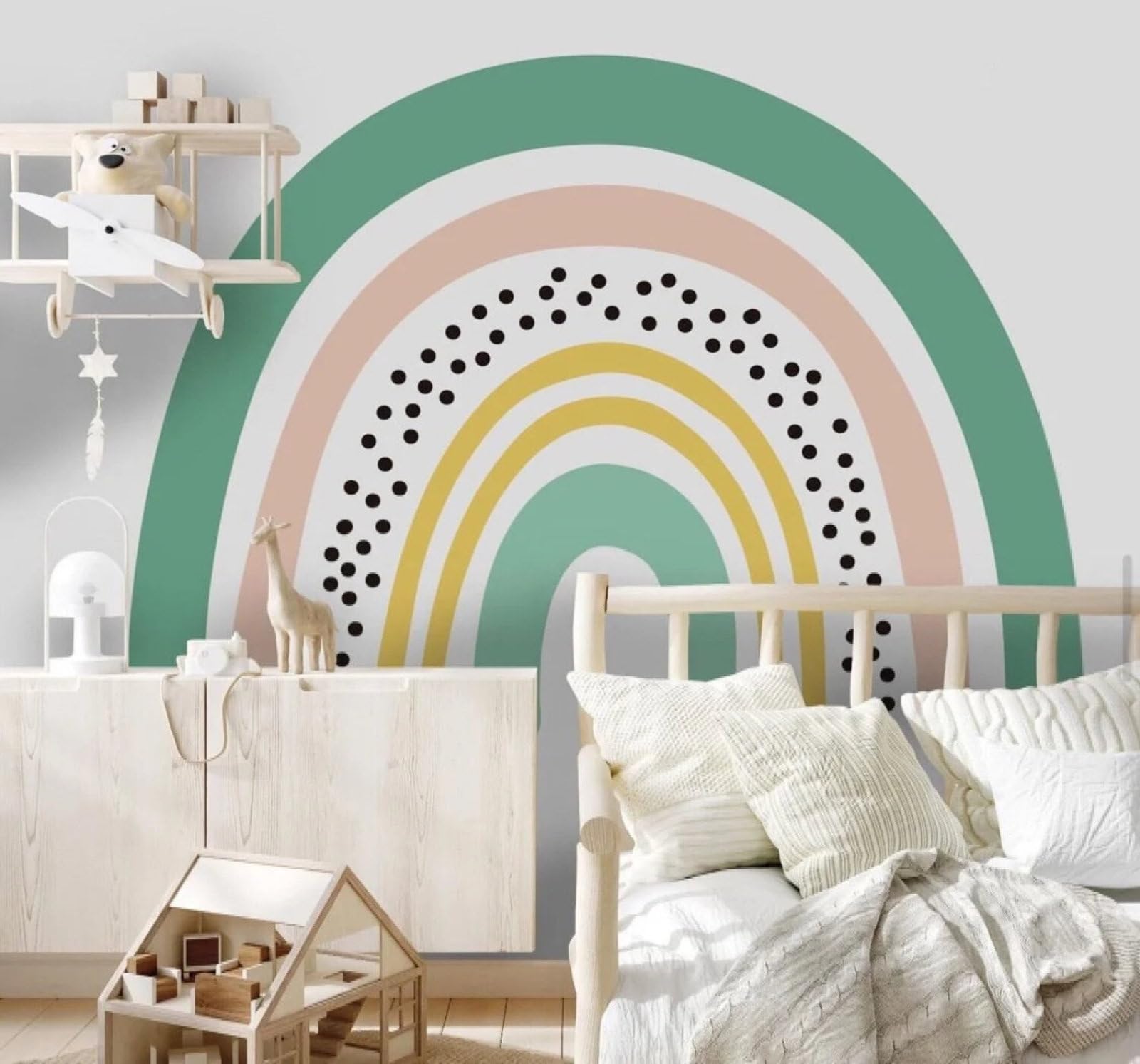 Wallpaper-3D-Xlm 250Cm×170Cm(B×H) Hand Drawn Cartoon Cute Colourful Rainbow 3D Wallpaper Easy Install Feature Office Living Room Sofa Bedroom Tv Background Wall Decoration-250Cm×170Cm