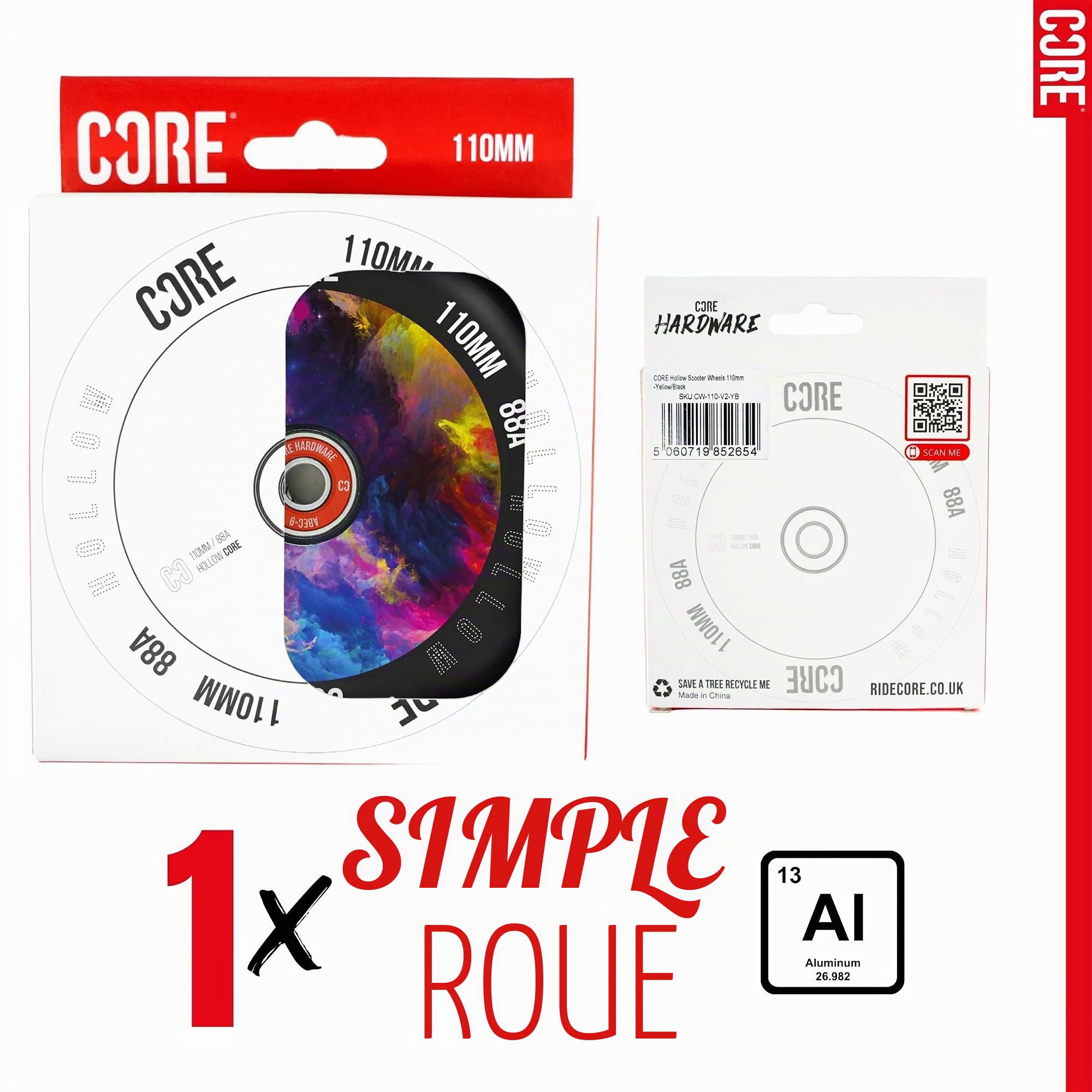 Centrano Core HollowCore Roulette de trottinette, unisexe, pour adulte, violet, 110 mm