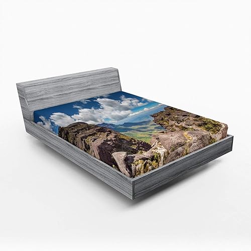 Ambesonne Venezuela Fitted Sheet, View from The Plateau of Roraima on The Gran Sabana, Bed Cover with All-Round Elastic Deep Pocket for Comfort,