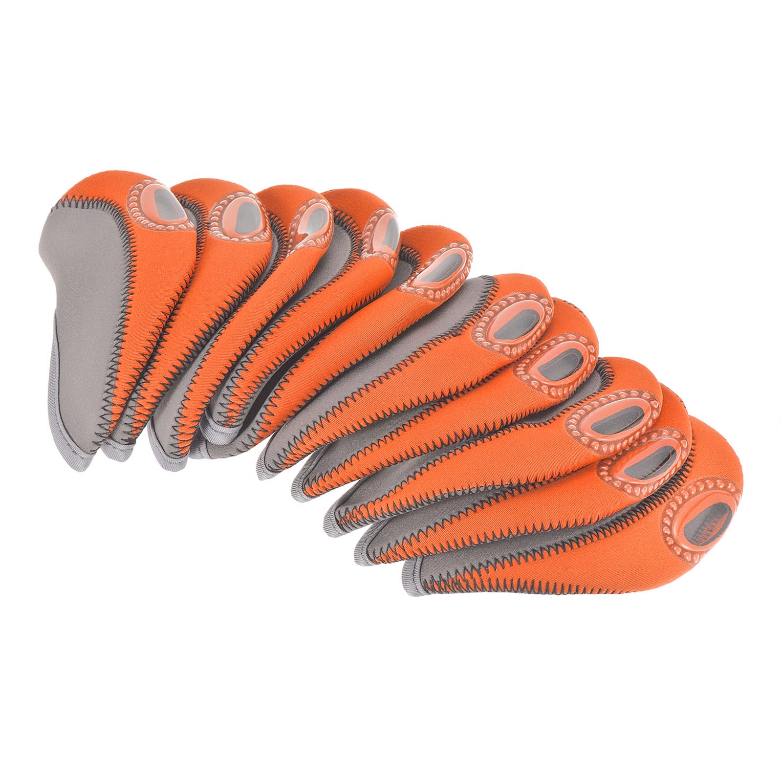 PATIKIL Golf Club Iron Head Covers, 10 Pack Visible Window Waterproof Protection Sleeve for Outdoor Sport, Gray, Orange