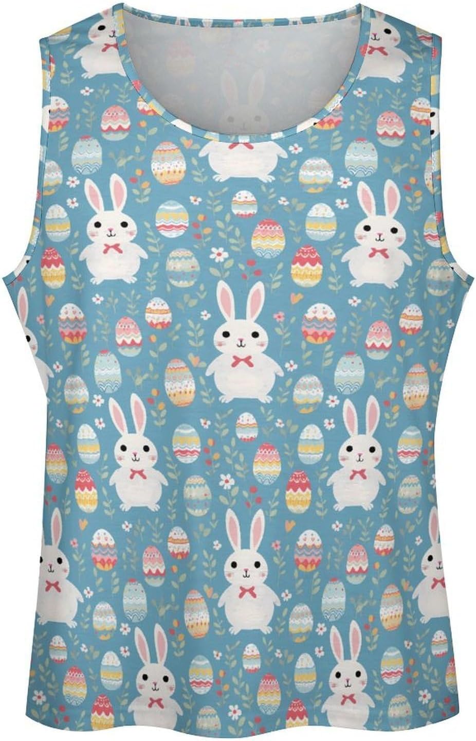 Bunny Rabbits-Easter Eggs Men's Tank Tops Sleeveless Muscle Shirts for Men Lightweight Vest Crew Neck T-Shirts