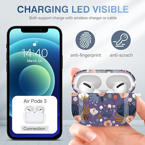 Miniatura 3 de Maxjoy Funda para Airpods Pro con llavero, protección completa a prueba de golpes, funda rígida para Apple Airpods Pro LED frontal visible (cártamo