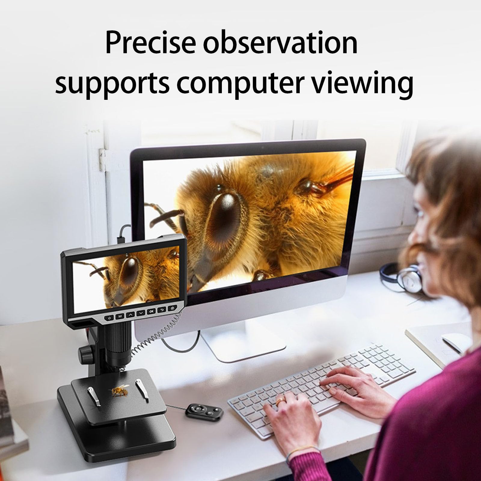 Microscopio digitale LCD da 7 pollici ad alto ingrandimento Display ad alta risoluzione con luce LED regolabile per riparazione PCB e osservazione di piccoli oggetti Luminosità regolabile Microscopio