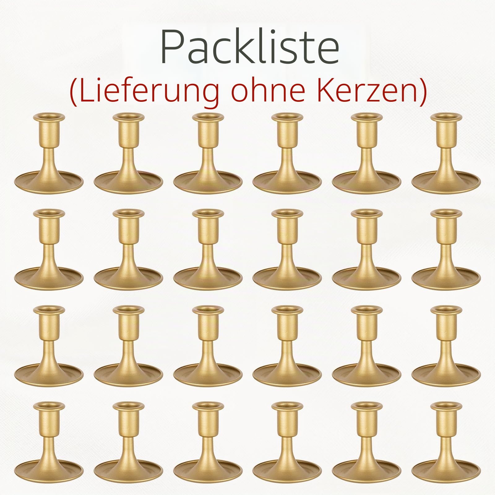 Matte Gold Kerzenhalter Vintage: 24 Stück Kleiner Stabekerzenhalter | für 2,2 cm Spitzkerzen, Metall Kerzenständer für Tischdeko, Hochzeiten, Weihnachten, Partys, Kamin, Fensterbank, Wohnzimmer
