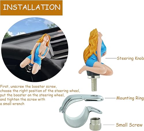 Miniatura 2 de Pomo de volante para niña, perilla giratoria suicida para la mayoría de vehículos automáticos manuales (rosa)