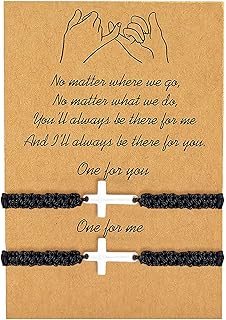 2 Pcs Cross Bracelets for Women Men Friendship Bracelets Red String Bracelets for Protection Adjustable Braided Charm Bracelets Matching BFF Bracelets Kabbalah Bracelets Mexican Bracelets for Coupls Best Friends (Black 2 Pcs)