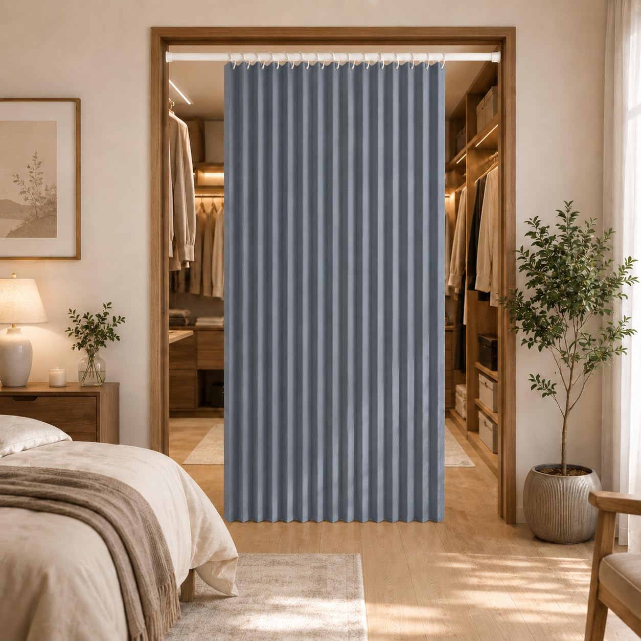 AZMAHT Concertina Doors Internal, Folding Door Curtain with Magnetic Closure, Pleated Room Divider for Bedroom, Lounge, Wardrobe, Doorways, Sliding Doors And Temporary Door