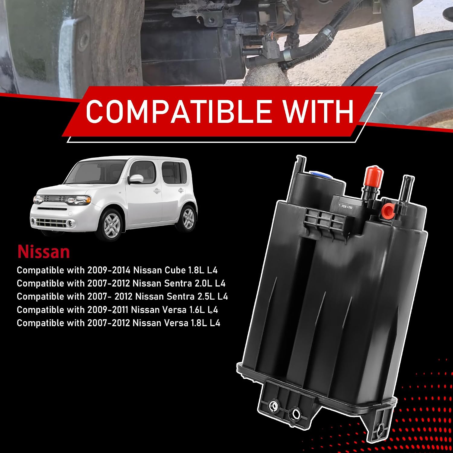 911-420 Fuel Vapor Canister EVAP | Compatible with 2007-2014 Nissan Versa,Nissan Sentra Cube,1.8L 1.6L 2.0L 2.5L,Replaces 911420,CP1368,14950-8U300,14950-ET000