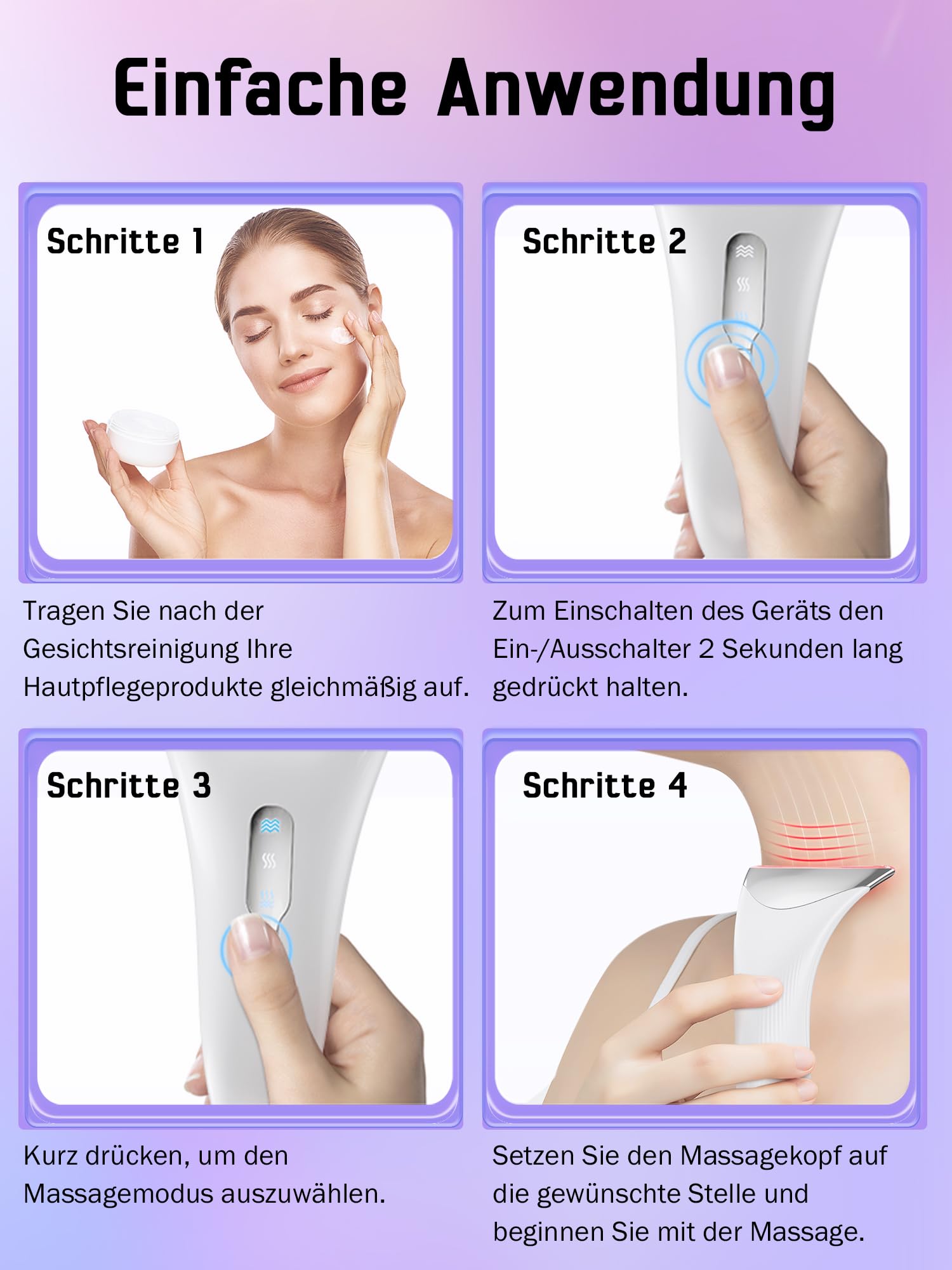 Gesichtsmassagegerät Gesicht Gerät Massagegerät Falten: Face Massager EMS Facelifting Gerät - Anti-Falten mit 3 LED Modi gesichtsmassage - 45℃ Heat Massagegerät zur Hautstraffung für Damen Herren