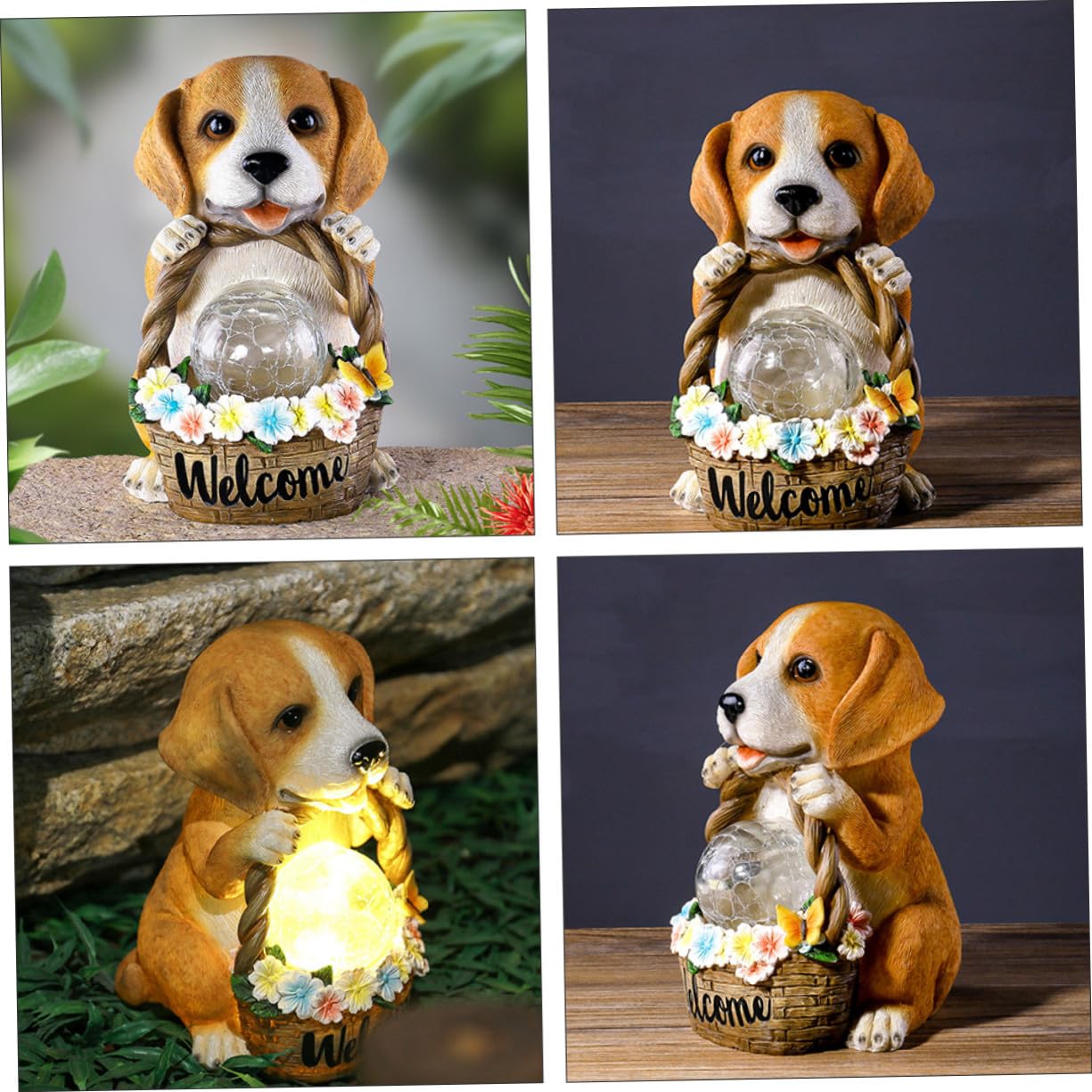 Solar Hundestatue aus Kunstharz für Garten, 1 Stück | Schickes Dekoobjekt für Außen, Farbbeständig, Geschenkidee für Gartenliebhaber