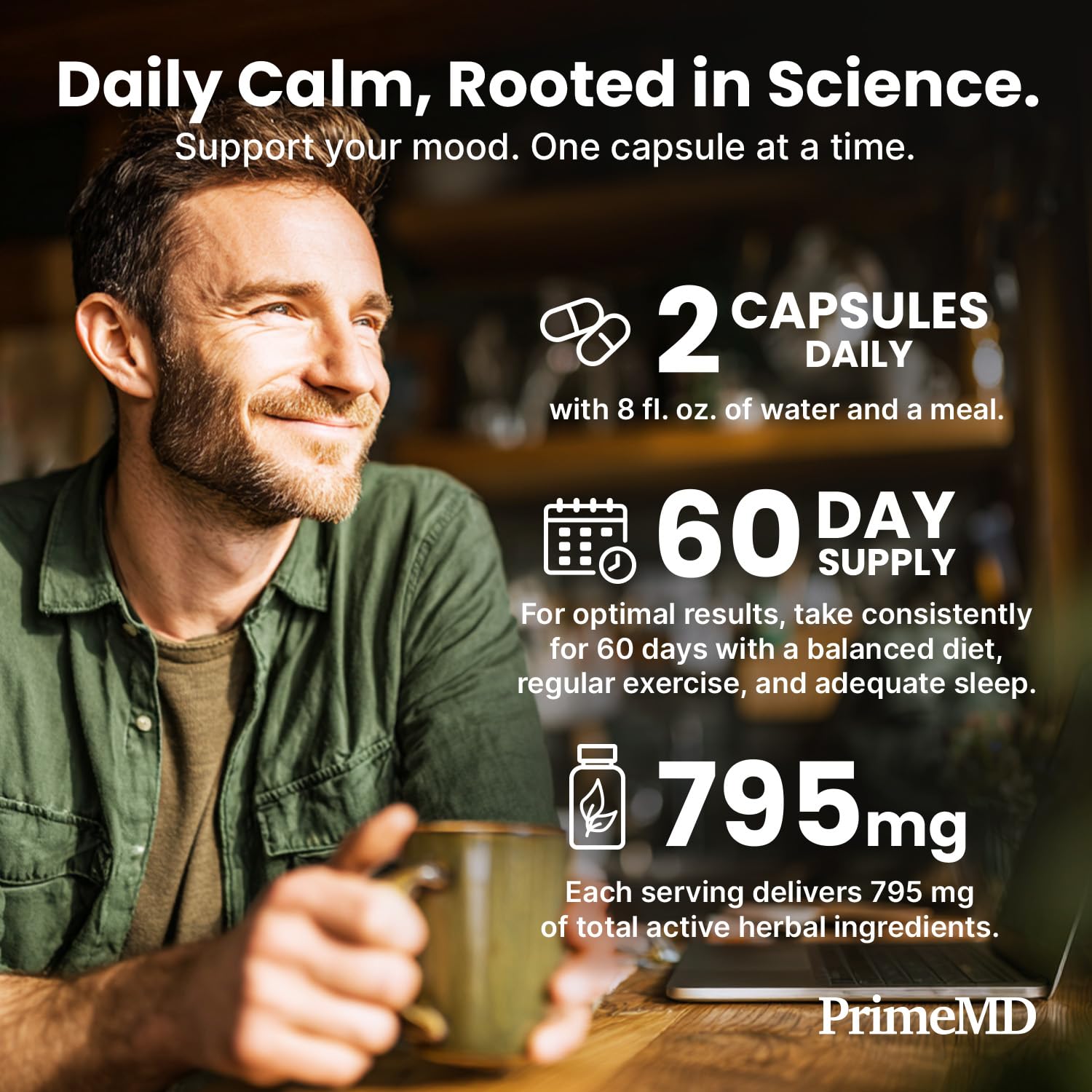 PrimeMD Cortisol Supplement with Ashwagandha, Shilajit & Magnesium, 120ct — Amazon image 6