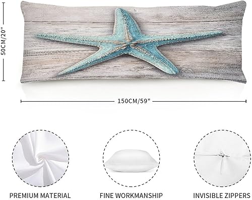 Miniatura 2 de UTF4C Fundas de almohada corporal con cremallera de 20 x 59 pulgadas, funda de almohada lumbar náutica de hora del océano, funda de almohada larga