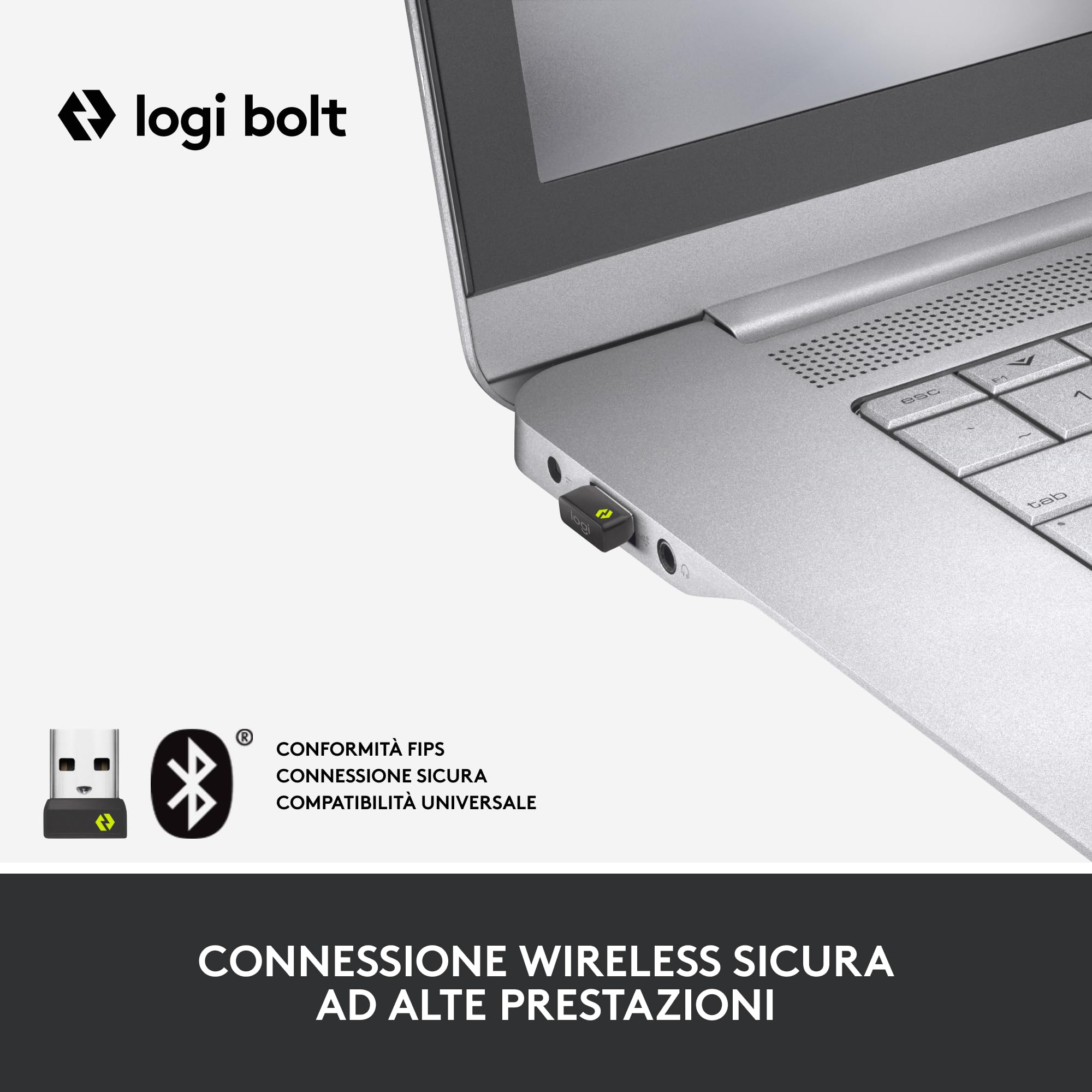 Logitech Lift for Business per Mancini, Mouse Verticale Ergonomico per Mancini, Wireless, Bluetooth, USB Secured Logi Bolt, Clic Silenziosi, Certificazione Globale, Windows/Mac/Chrome/Linux - Graphite