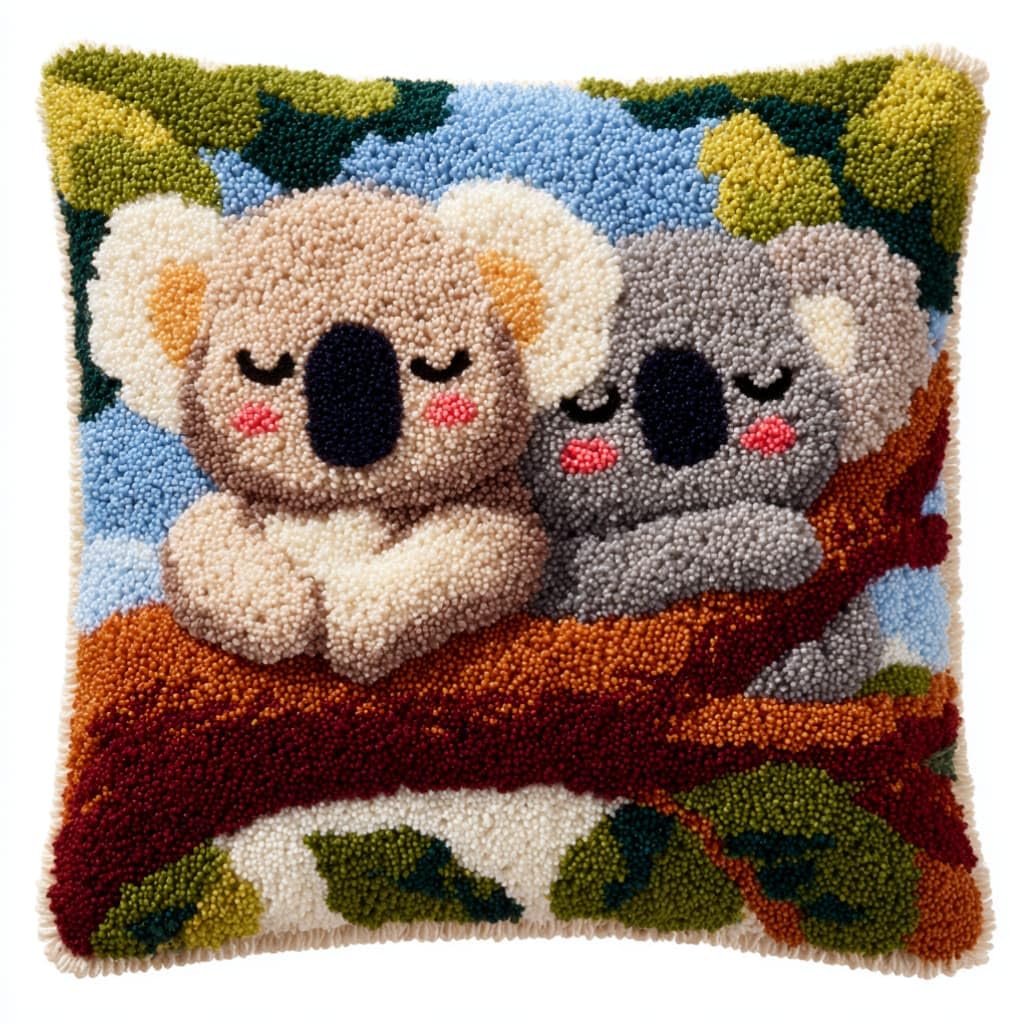 kitphoenix Crochet Pillow Making Kit,Koala 43X43Cm Hand Knitted Cushion Material Set,Complete Craft Accessories with Tutorial,Warm Home Decoration for Living Room Bedroom