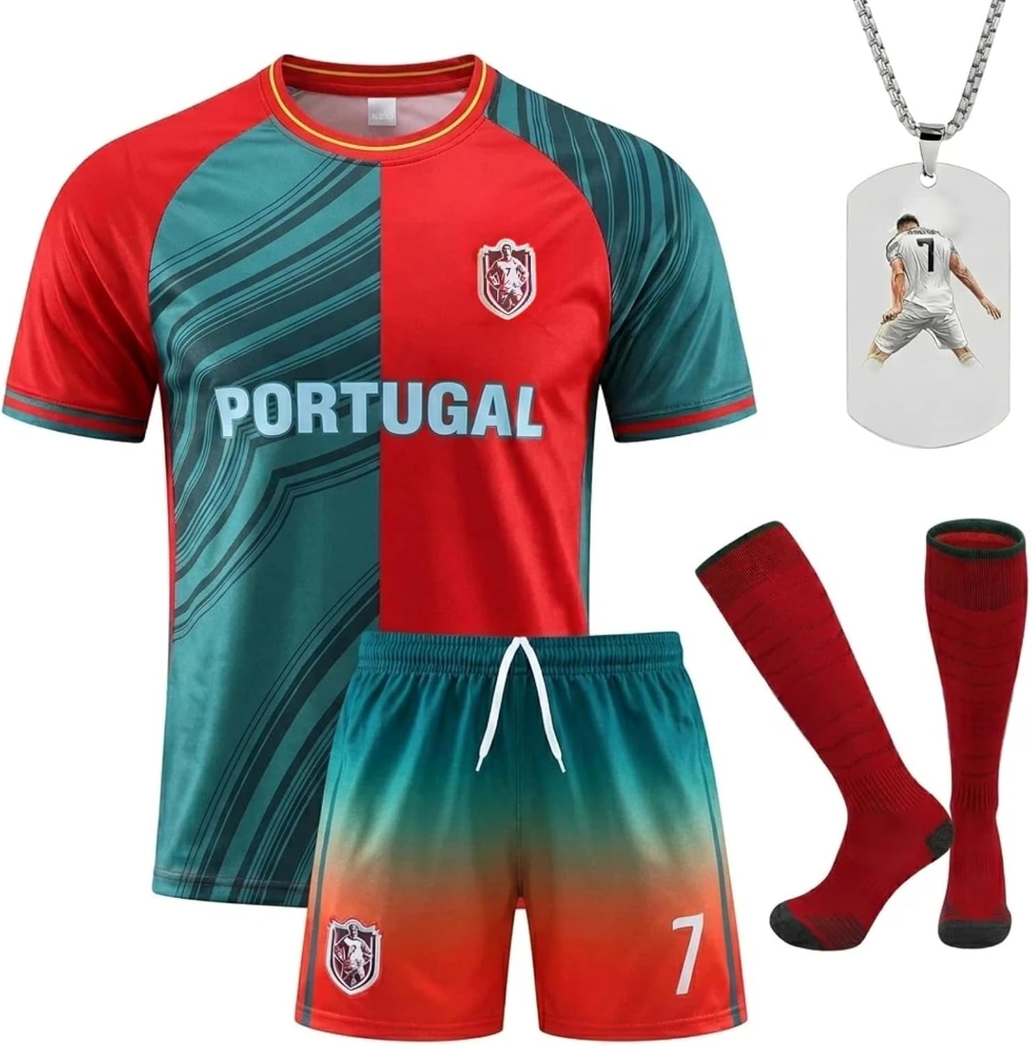 Kids Soccer Jersey Set | Youth Uniform Kit with Shirt Shorts Socks for Boys Students,School Sports Training Match